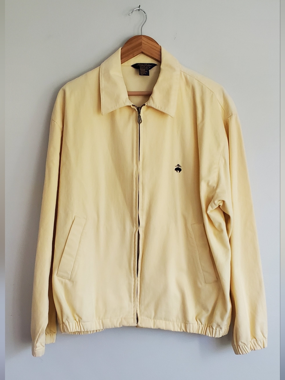 Brooks Brothers Vintage 100% Cotton Men's Light Yellow Zip Casual Jacket Large